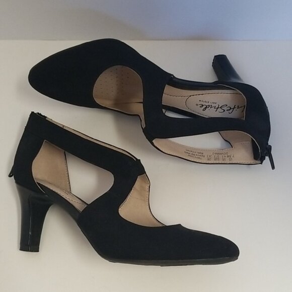 Life Stride Black Stiletto Heels with Crisscross Straps - Picture 5 of 8